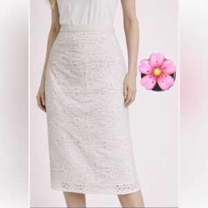Boden White Broderie Anglaise Eyelet Pencil Skirt-Pristine-Size 8L